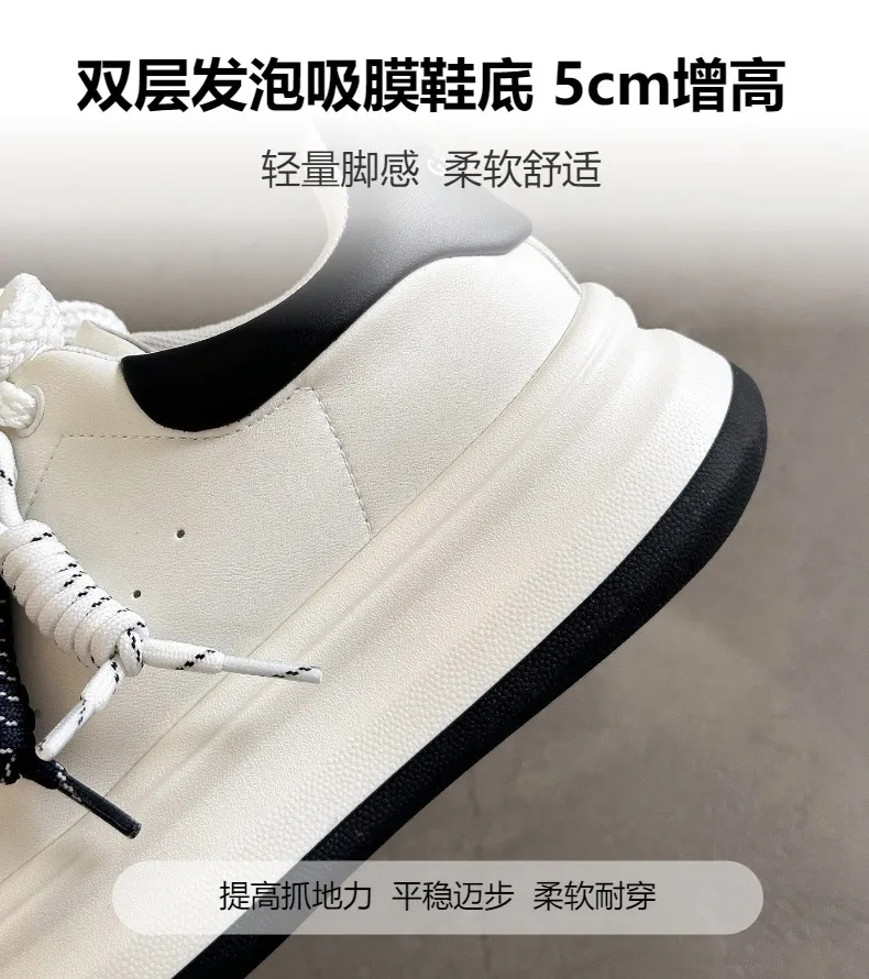 Women's White Casual Sneakers 2026 Spring New Breathable Sports Shoes Thick Sole Fashionable Low-Top Trainers for Everyday Wear showcase 3