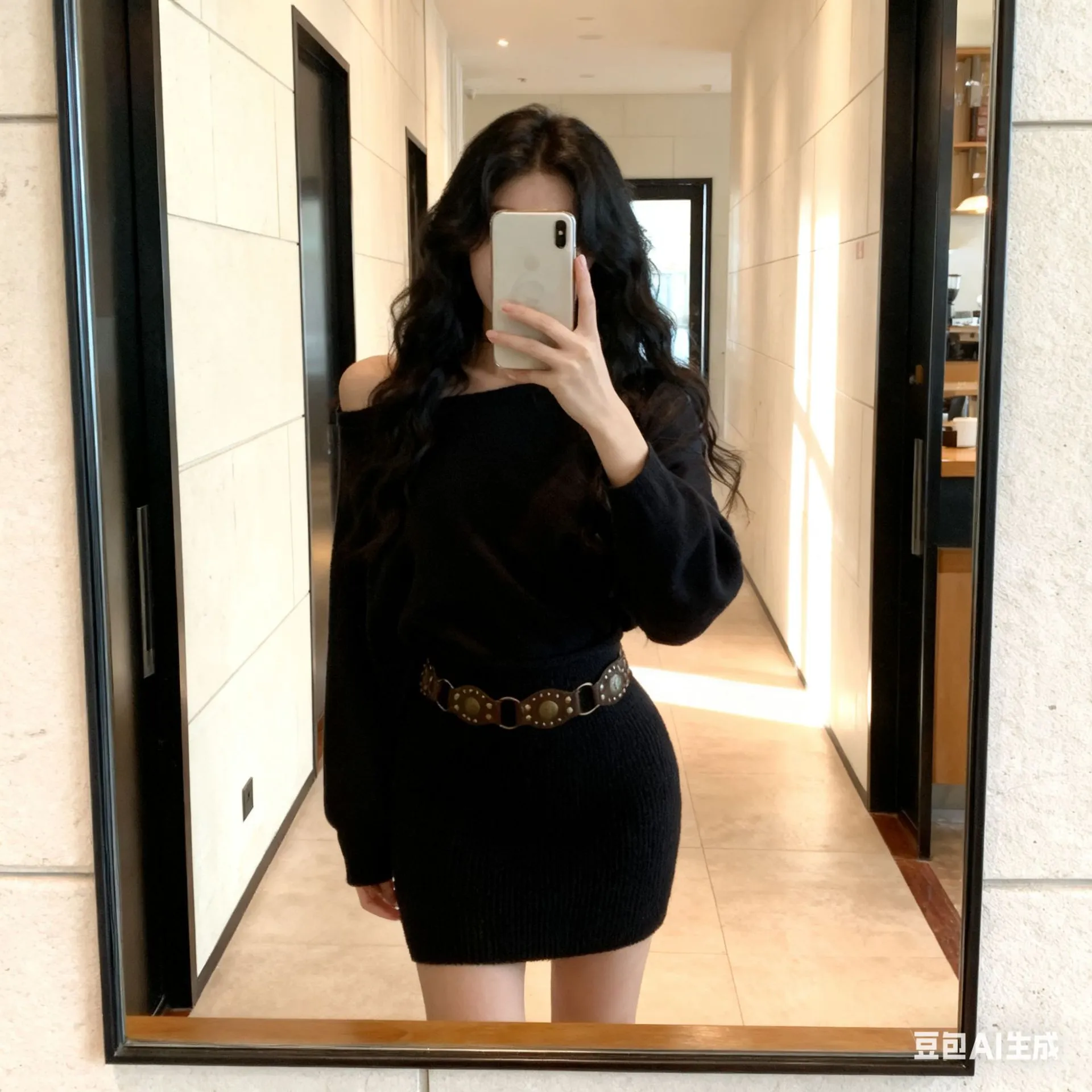 Women's Exquisite Knit Dress Off-Shoulder Long Sleeve Slim Fit Pure Desire Style Elegant Evening Party Dress for Fashionable Ladies thumbnail 8