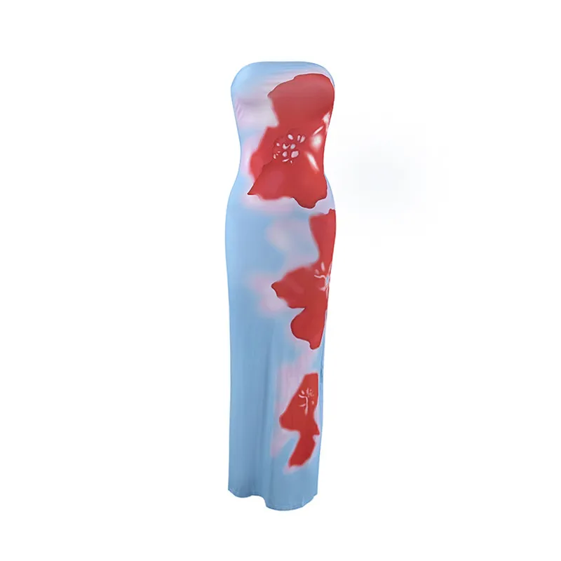 Women's Sexy Slim-Fit Printed Tube Dress - European & US Style, Open Hip Design, Factory Wholesale Fashion thumbnail 6
