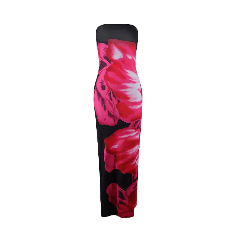 Women's Sexy Slim-Fit Printed Tube Dress - European & US Style, Open Hip Design, Factory Wholesale Fashion thumbnail 7