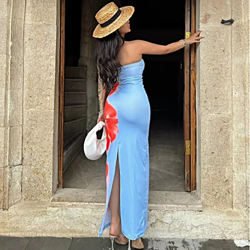 Women's Sexy Slim-Fit Printed Tube Dress - European & US Style, Open Hip Design, Factory Wholesale Fashion thumbnail 3