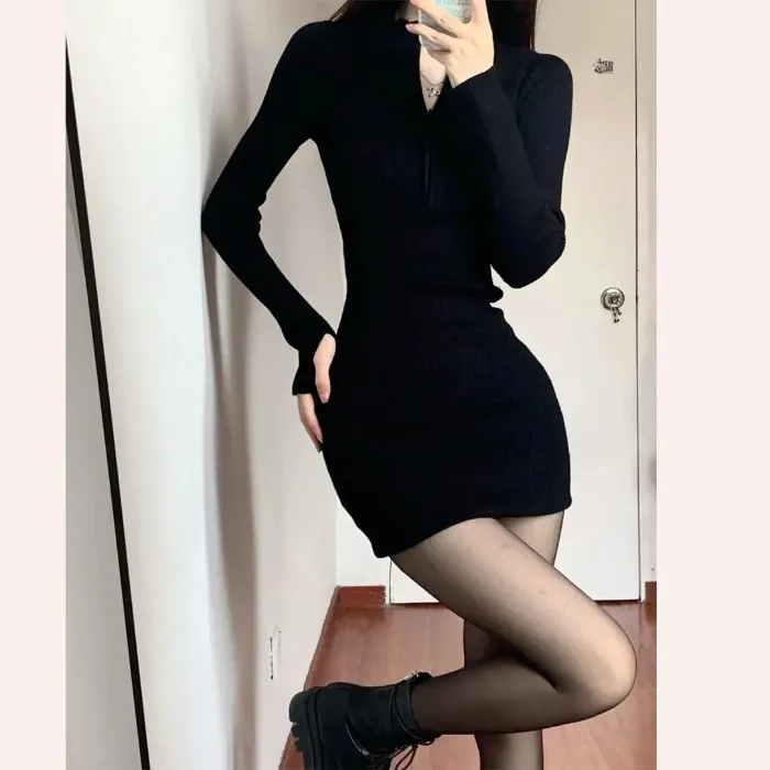 2023 New Spring Autumn Winter Women's Slim Fit Threaded Gray Hip Skirt Dress - Stylish Hot Girl Stepmother Skirt for Fashionable Ladies thumbnail 7