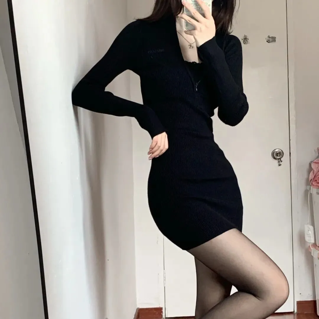 2023 New Spring Autumn Winter Women's Slim Fit Threaded Gray Hip Skirt Dress - Stylish Hot Girl Stepmother Skirt for Fashionable Ladies showcase 8