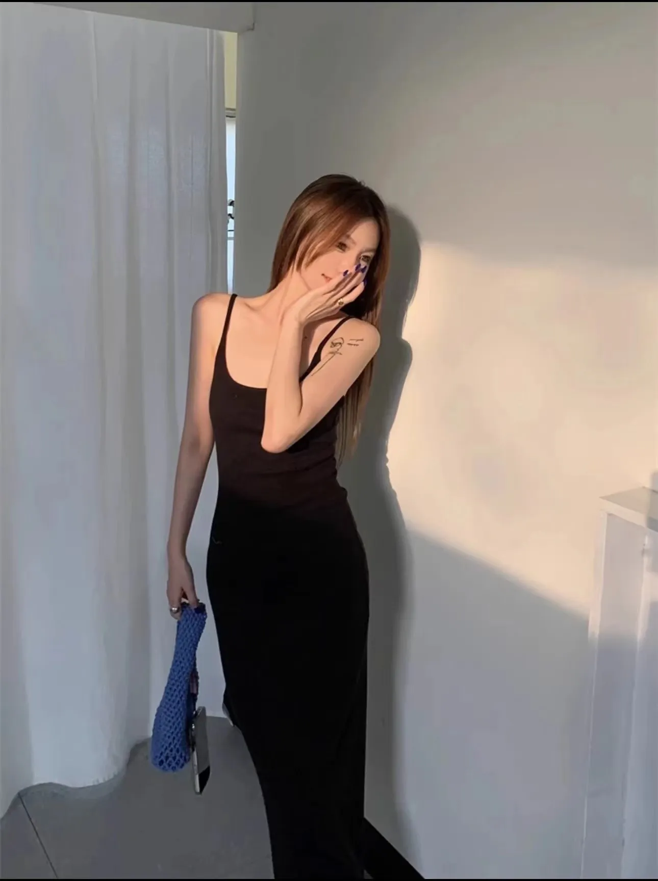 Shimi Knitted Sling Dress Women's Hot Girl Sexy Hip Dress High-end Elegant Tight Waist Slimming Skirt for Evening Party thumbnail 10