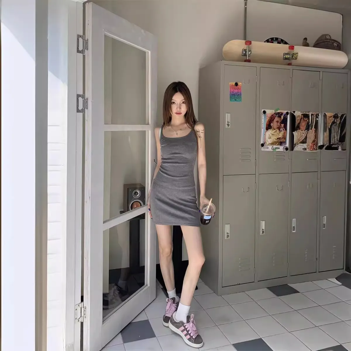 Shimi Knitted Sling Dress Women's Hot Girl Sexy Hip Dress High-end Elegant Tight Waist Slimming Skirt for Evening Party thumbnail 4
