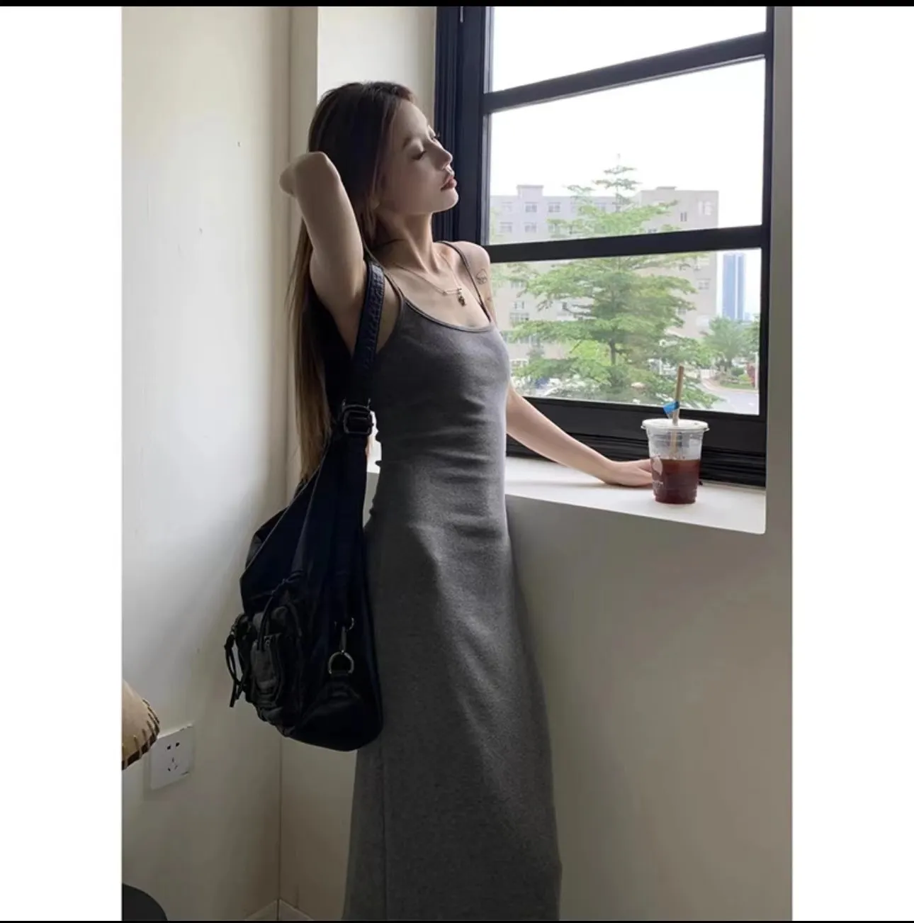 Shimi Knitted Sling Dress Women's Hot Girl Sexy Hip Dress High-end Elegant Tight Waist Slimming Skirt for Evening Party thumbnail 8