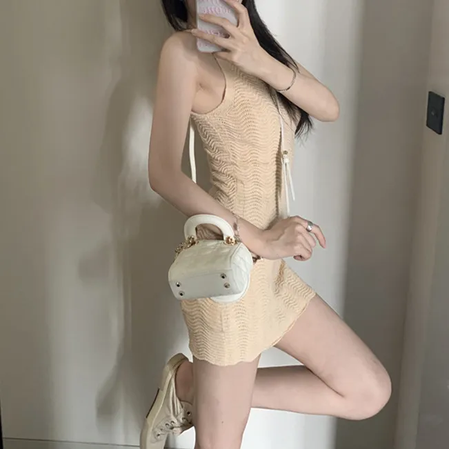 Women's Sexy Sleeveless Halter Knit Dress Summer Style Tight Hip Skirt for Evening Parties and Night Out showcase 13