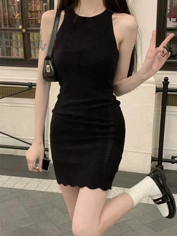 Women's Sexy Sleeveless Halter Knit Dress Summer Style Tight Hip Skirt for Evening Parties and Night Out showcase 7