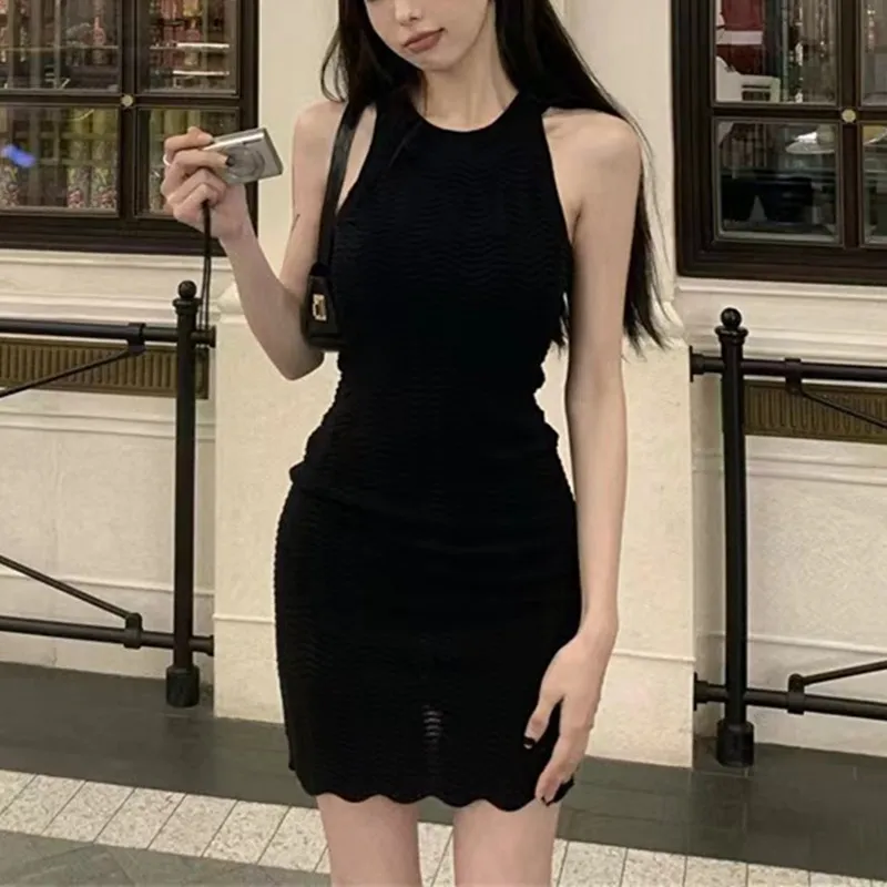 Women's Sexy Sleeveless Halter Knit Dress Summer Style Tight Hip Skirt for Evening Parties and Night Out showcase 8