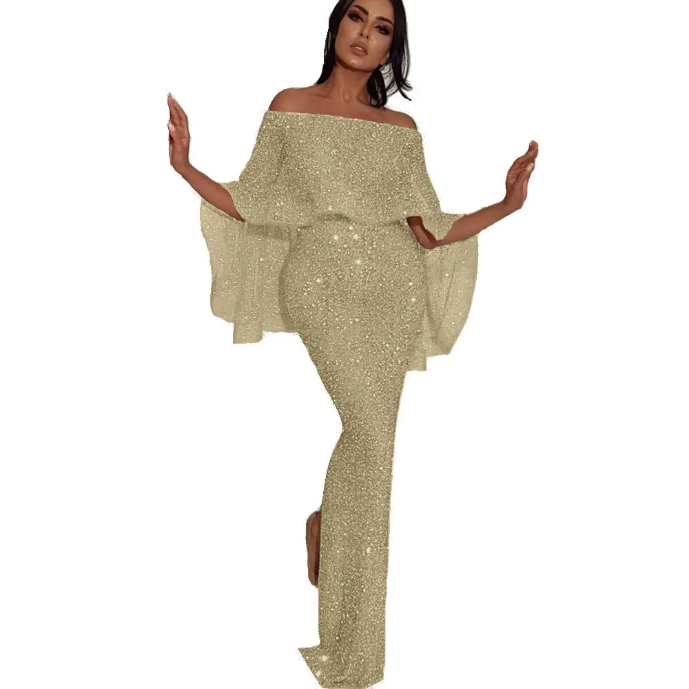 Elegant One-Shoulder Ruffled Evening Dress with Hip-Covering Slit and Bling Accents - Sophisticated Party Gown for Women - Image 6
