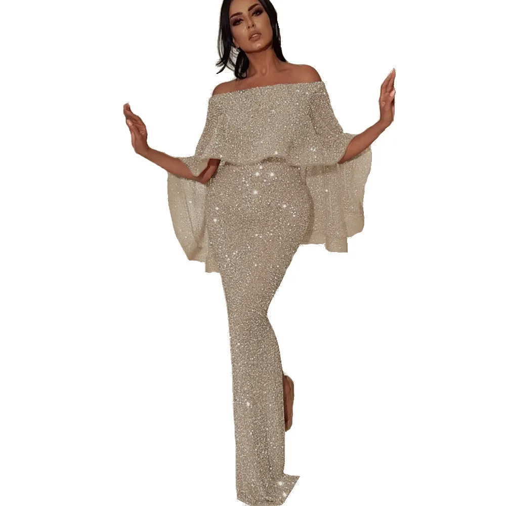Elegant One-Shoulder Ruffled Evening Dress with Hip-Covering Slit and Bling Accents - Sophisticated Party Gown for Women - Image 5