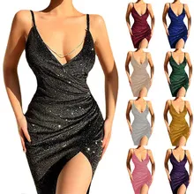 Elegant One-Shoulder Ruffled Evening Dress with Hip-Covering Slit and Bling Accents - Sophisticated Party Gown for Women showcase 9
