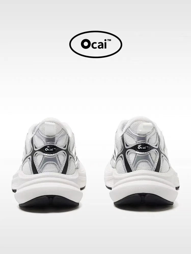 Ocai "Disk Runtech" Silver-White Flying Saucer Running Shoes for Couples - Height-Increasing Sports Fashion Dad Shoes showcase 8