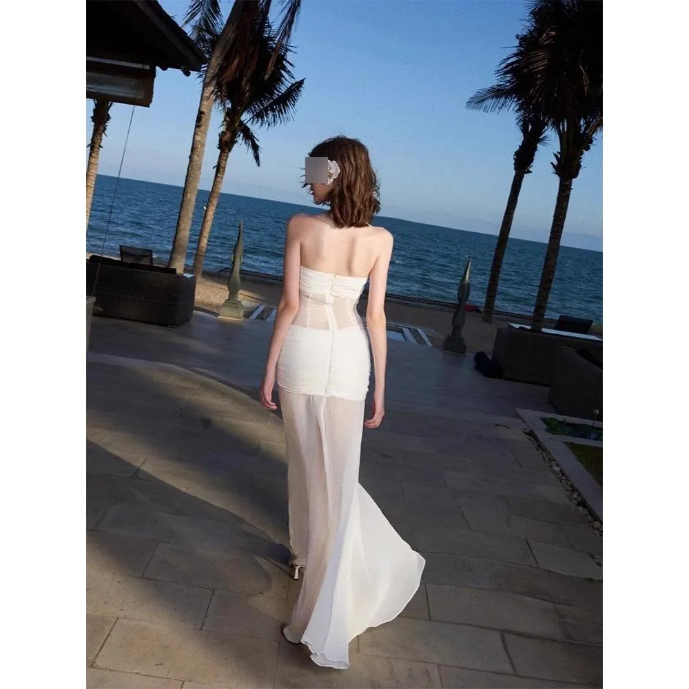Women's Off-Shoulder Tube Dress - Slim Fit Backless Beach Sundress for Seaside Holidays & Summer Fashion thumbnail 3