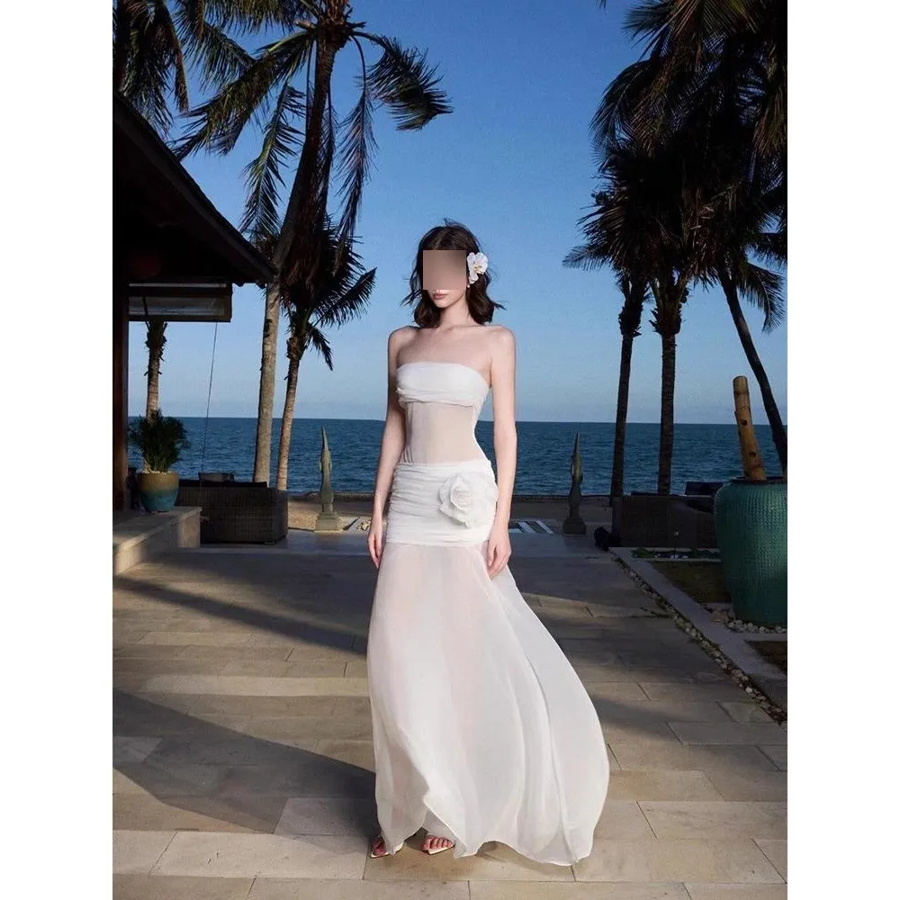 Women's Off-Shoulder Tube Dress - Slim Fit Backless Beach Sundress for Seaside Holidays & Summer Fashion showcase 2
