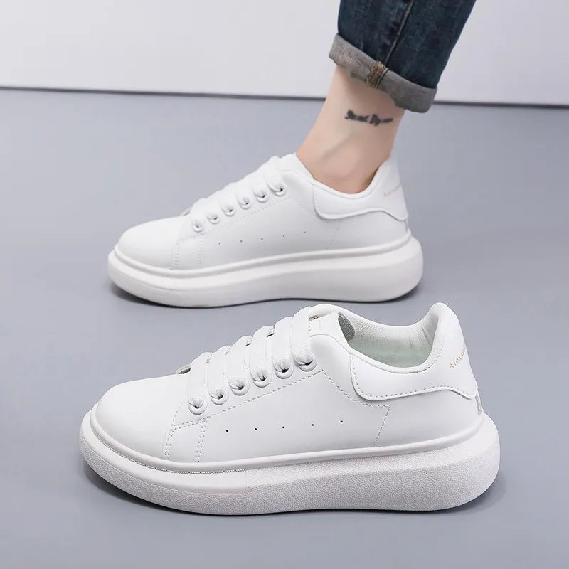 Mai Kun White Korean Style Sneakers for Women - Casual All-Match Thick-Soled Single-Layer Shoes, Perfect for 2024 Fashion Lovers thumbnail 2