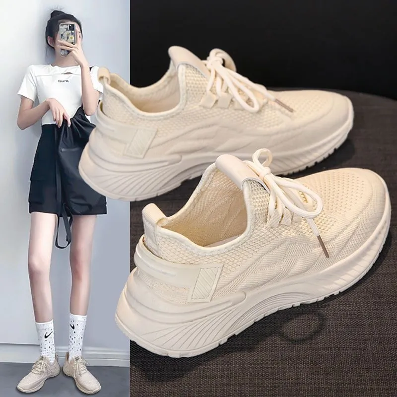 Women's Breathable Mesh Sneakers - Lightweight Casual Running Shoes with Soft Sole, Ideal for Summer Gym & Everyday Wear thumbnail 1