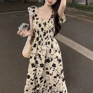 Women's Petite Black Floral Spaghetti Strap Dress - Summer New Style, Waist-Cinching, Slimming Short Dress for Elegant Look showcase 10