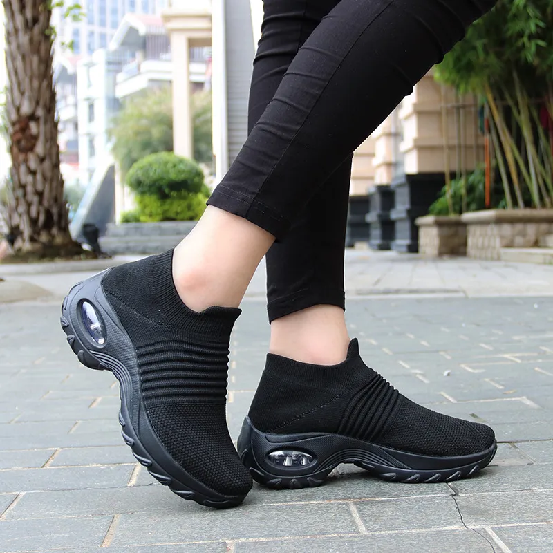 Women's Air Cushion Casual Shoes - Breathable Fly Woven Slip-On Fashion Sneakers for Everyday Comfort and Style thumbnail 4