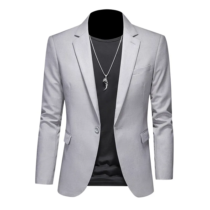 Men's Slim Fit Casual Business Suit Jacket for Weddings and Formal Events, Large Size Single Breasted Western Style Blazer thumbnail 8