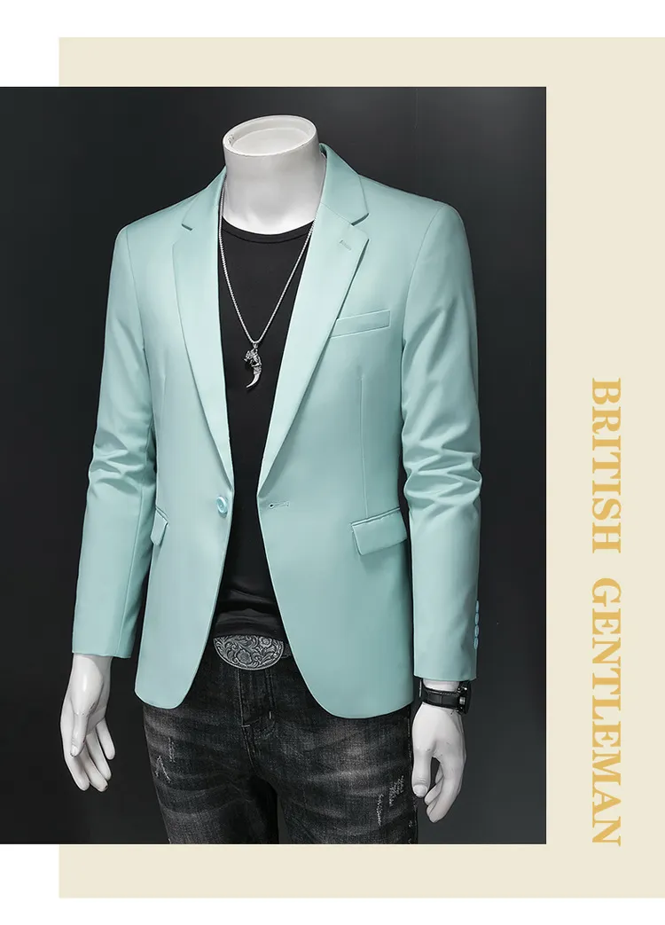Men's Slim Fit Casual Business Suit Jacket for Weddings and Formal Events, Large Size Single Breasted Western Style Blazer showcase 1