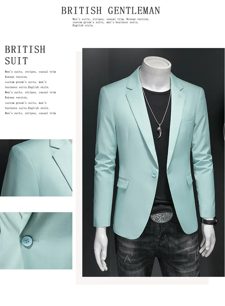 Men's Slim Fit Casual Business Suit Jacket for Weddings and Formal Events, Large Size Single Breasted Western Style Blazer showcase 6