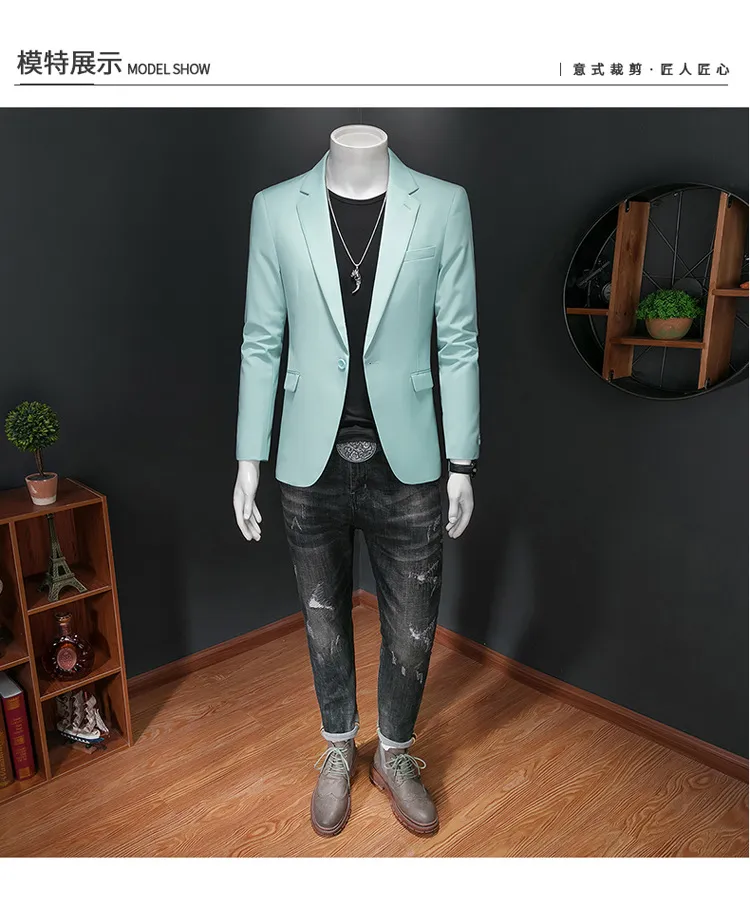 Men's Slim Fit Casual Business Suit Jacket for Weddings and Formal Events, Large Size Single Breasted Western Style Blazer showcase 5