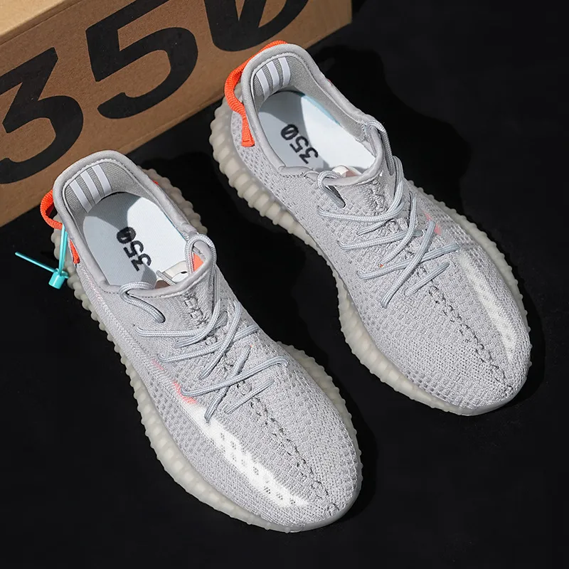 Summer Breathable Baiyi Coconut Shoes Men's 350 White Yellow Daisy Sneakers - Soft Bottom Casual Running Shoes for Everyday Wear thumbnail 4