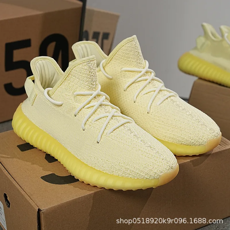 Summer Breathable Baiyi Coconut Shoes Men's 350 White Yellow Daisy Sneakers - Soft Bottom Casual Running Shoes for Everyday Wear thumbnail 7
