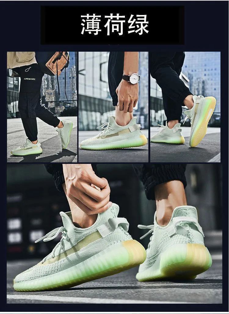 Summer Breathable Baiyi Coconut Shoes Men's 350 White Yellow Daisy Sneakers - Soft Bottom Casual Running Shoes for Everyday Wear showcase 8