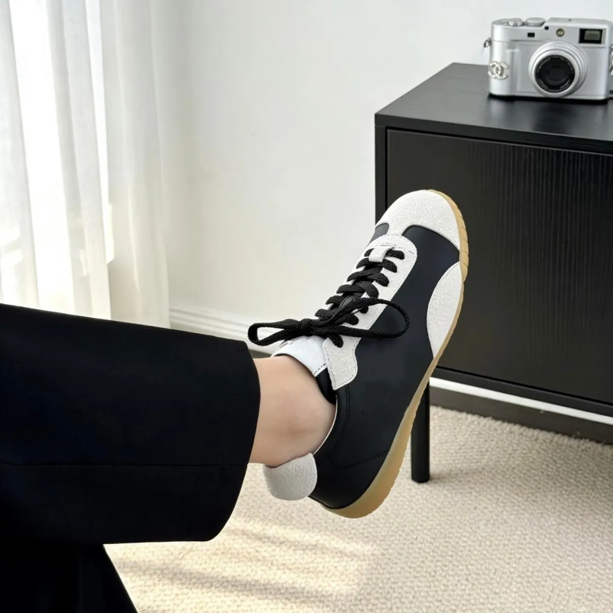 2025 New French Style Women's Genuine Leather Colorblock Casual Sneakers - Comfortable Low-Top Fashion Sports Shoes - Image 3