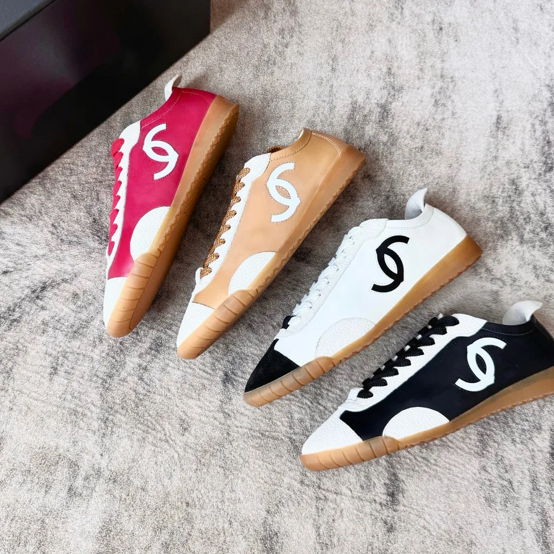 2025 New French Style Women's Genuine Leather Colorblock Casual Sneakers - Comfortable Low-Top Fashion Sports Shoes - Image 2