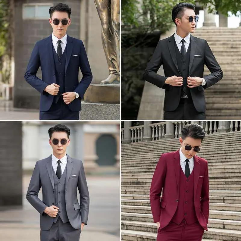 Men's Slim Fit Black Suit Set for Youth, High School Students, and Adults - Formal Business Attire for Special Occasions - Image 3