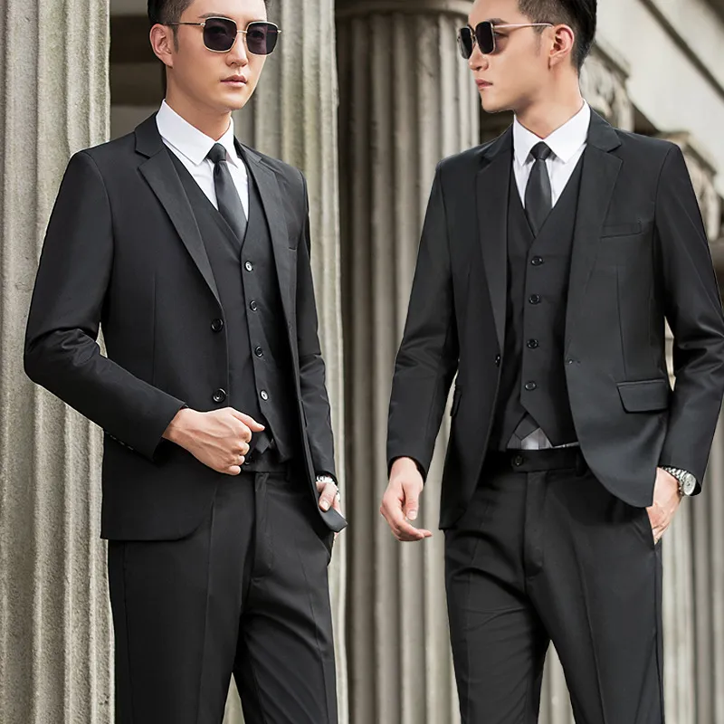 Men's Slim Fit Black Suit Set for Youth, High School Students, and Adults - Formal Business Attire for Special Occasions - Image 4
