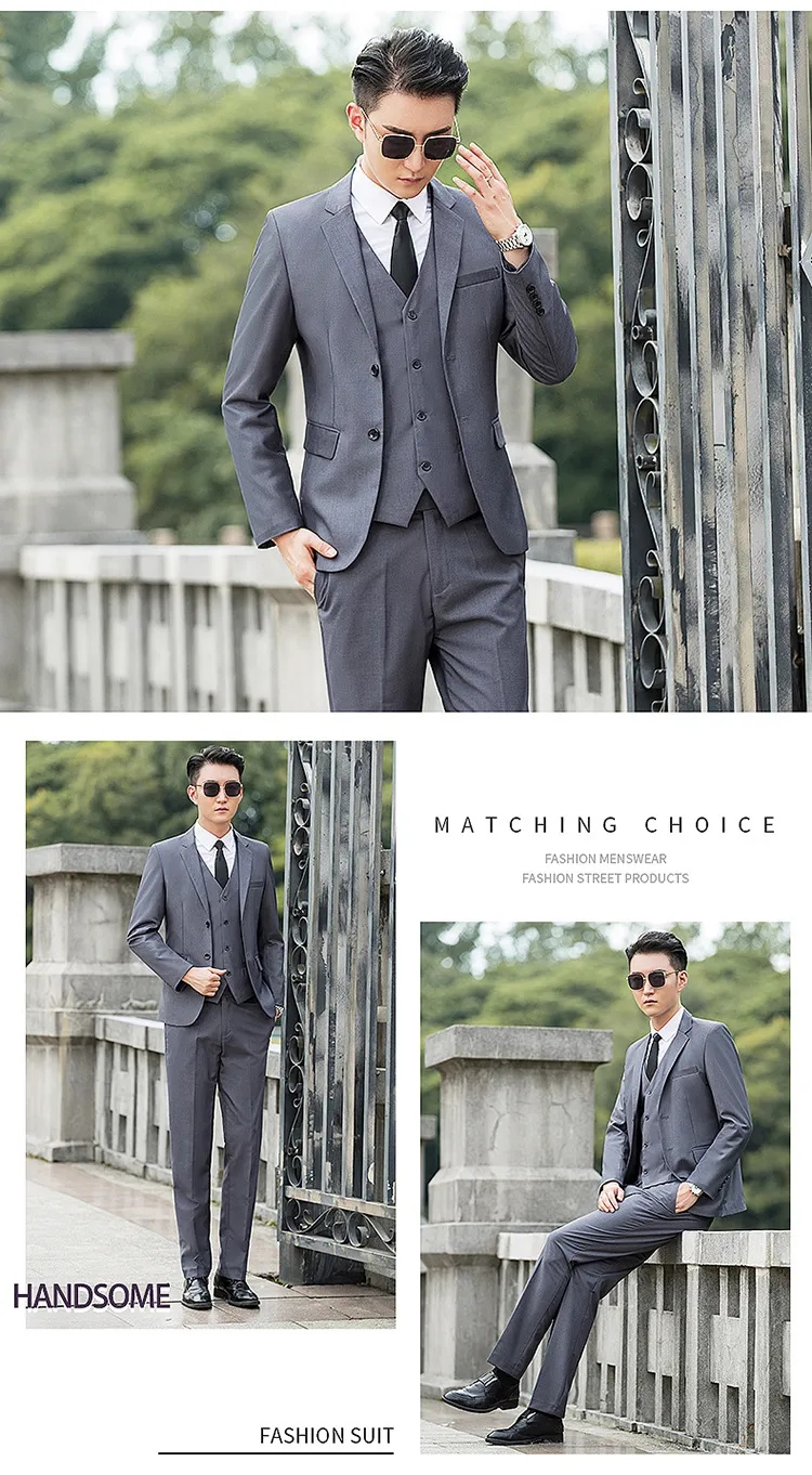 Men's Slim Fit Black Suit Set for Youth, High School Students, and Adults - Formal Business Attire for Special Occasions showcase 17