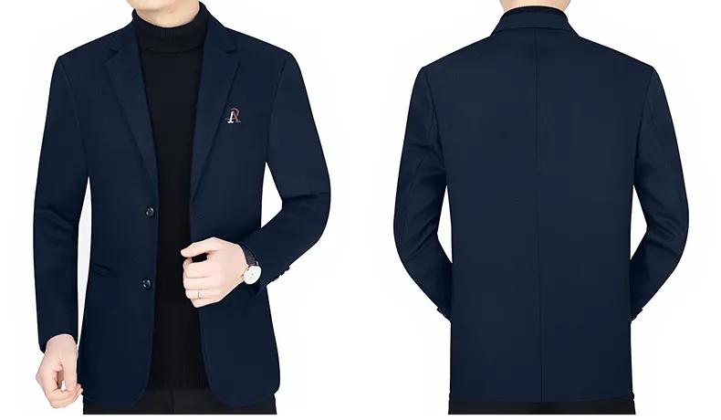 Men's Casual Wool Blazer Jacket Spring Autumn 2026 Style Single-Piece Suit for Middle-Aged Dads showcase 16