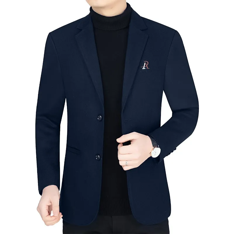 Men's Casual Wool Blazer Jacket Spring Autumn 2026 Style Single-Piece Suit for Middle-Aged Dads thumbnail 4