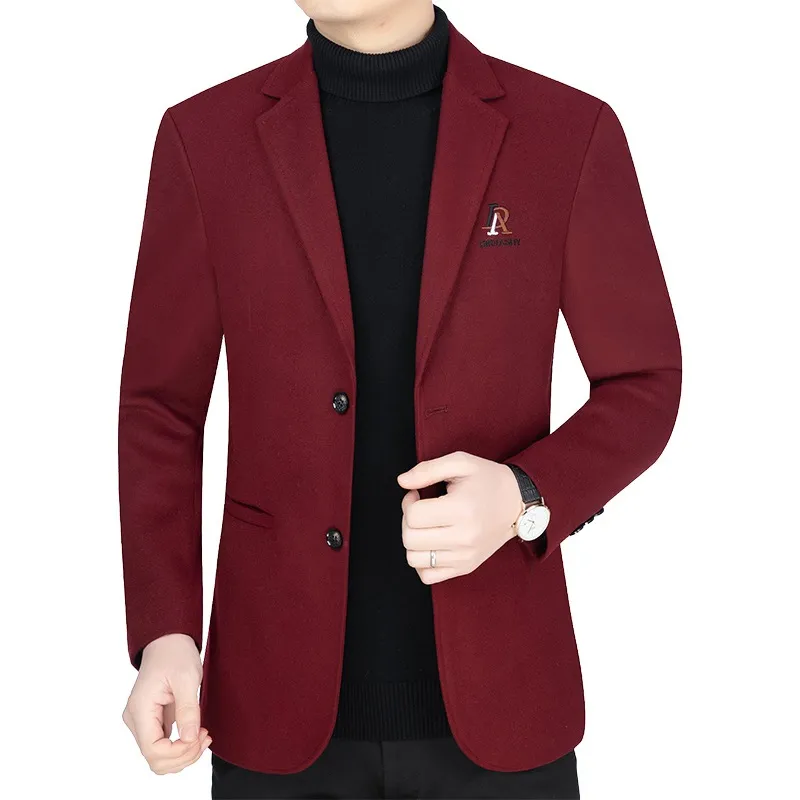 Men's Casual Wool Blazer Jacket Spring Autumn 2026 Style Single-Piece Suit for Middle-Aged Dads thumbnail 1