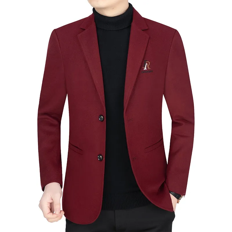 Men's Casual Wool Blazer Jacket Spring Autumn 2026 Style Single-Piece Suit for Middle-Aged Dads thumbnail 2