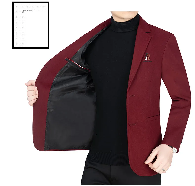 Men's Casual Wool Blazer Jacket Spring Autumn 2026 Style Single-Piece Suit for Middle-Aged Dads showcase 11