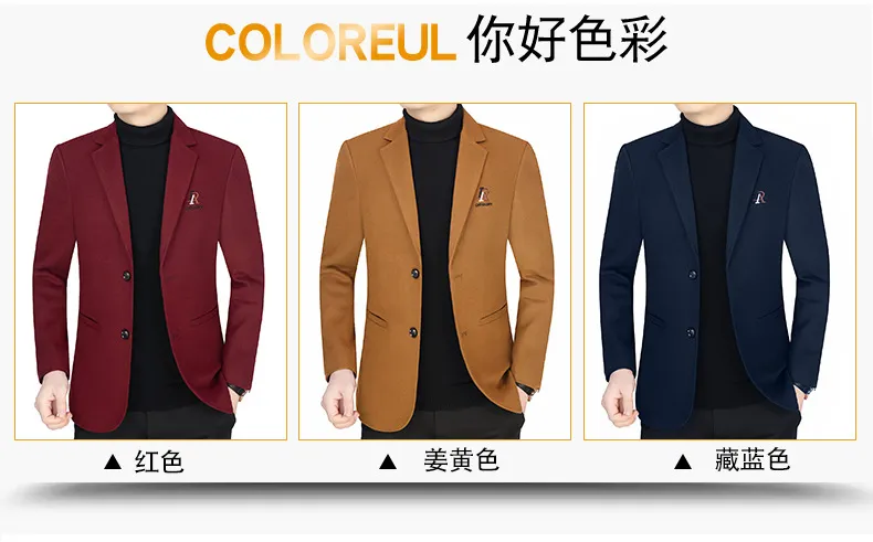 Men's Casual Wool Blazer Jacket Spring Autumn 2026 Style Single-Piece Suit for Middle-Aged Dads showcase 6