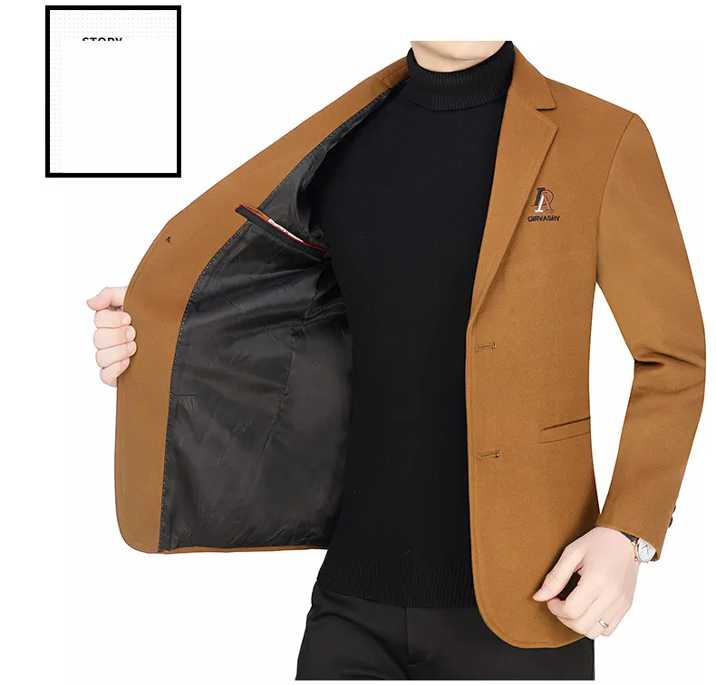 Men's Casual Wool Blazer Jacket Spring Autumn 2026 Style Single-Piece Suit for Middle-Aged Dads showcase 14