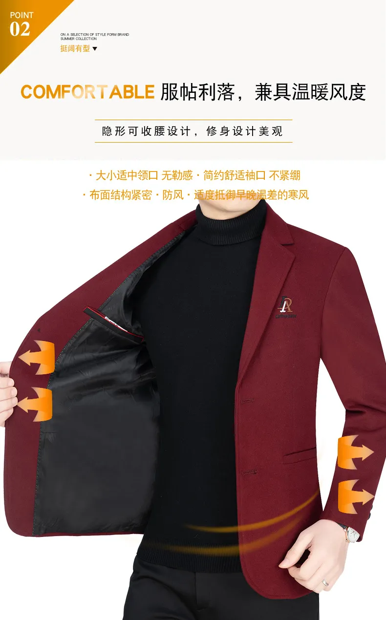 Men's Casual Wool Blazer Jacket Spring Autumn 2026 Style Single-Piece Suit for Middle-Aged Dads showcase 4