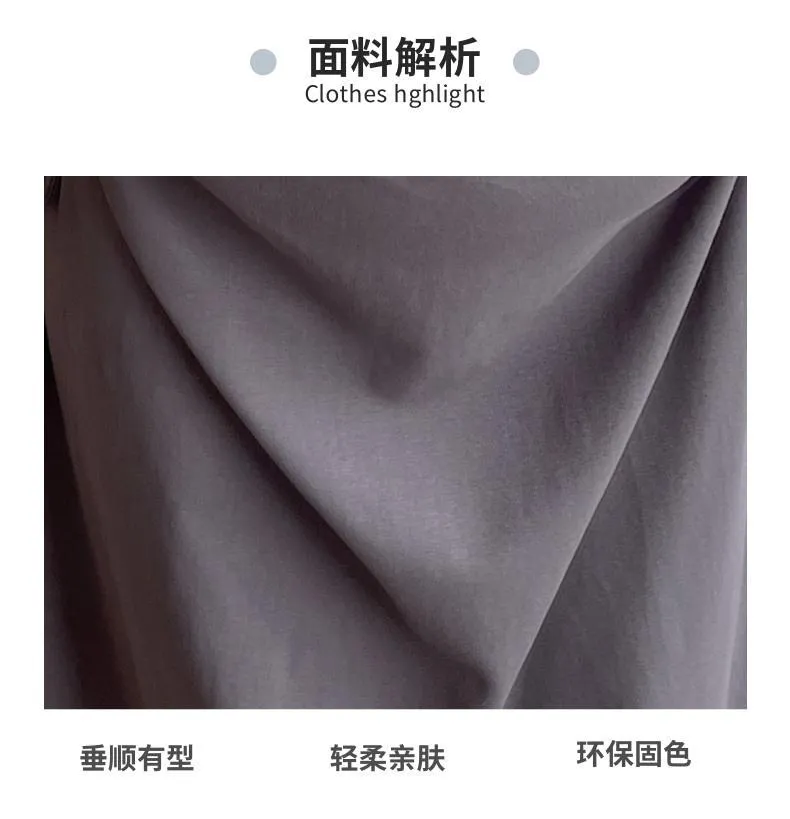 Maternity Summer Dress Short Sleeve Drawstring Mid-Length Korean Fashion Loose Slimming T-Shirt Style for Pregnant Women showcase 8