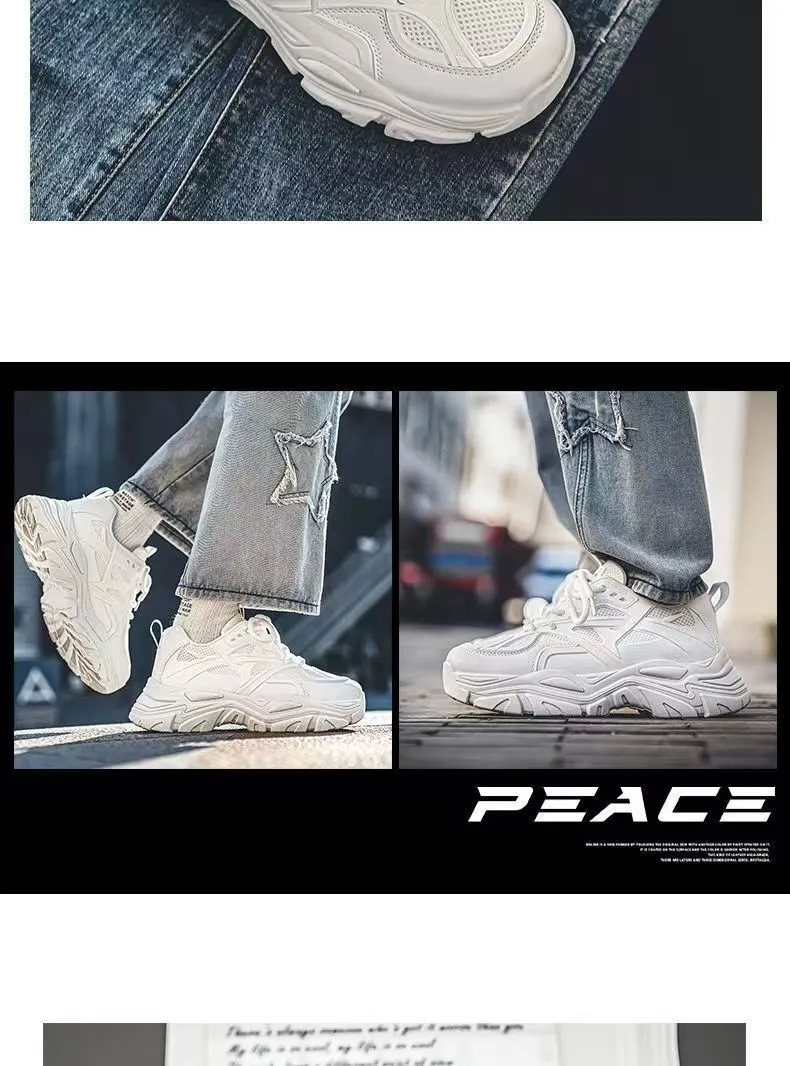 Men's White Breathable Mesh Sneakers 2025 New Winter Thick-Soled Non-Slip Versatile Height-Increasing Sports Dad Shoes showcase 15