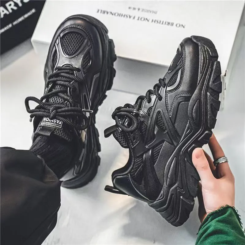 Men's White Breathable Mesh Sneakers 2025 New Winter Thick-Soled Non-Slip Versatile Height-Increasing Sports Dad Shoes - Image 3