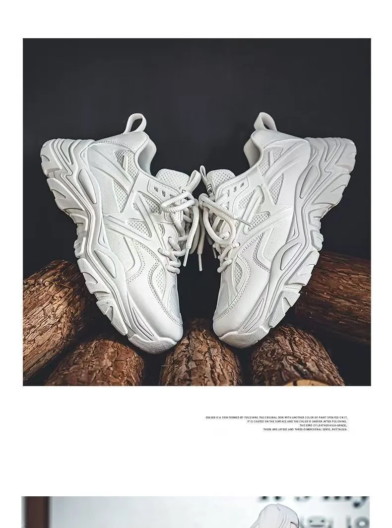 Men's White Breathable Mesh Sneakers 2025 New Winter Thick-Soled Non-Slip Versatile Height-Increasing Sports Dad Shoes showcase 12