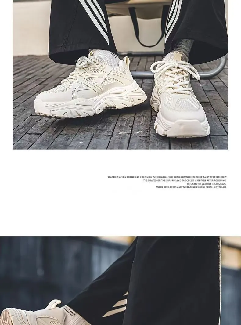 Men's White Breathable Mesh Sneakers 2025 New Winter Thick-Soled Non-Slip Versatile Height-Increasing Sports Dad Shoes showcase 7