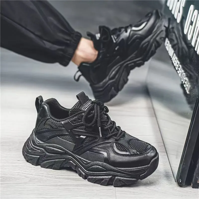 Men's White Breathable Mesh Sneakers 2025 New Winter Thick-Soled Non-Slip Versatile Height-Increasing Sports Dad Shoes - Image 5