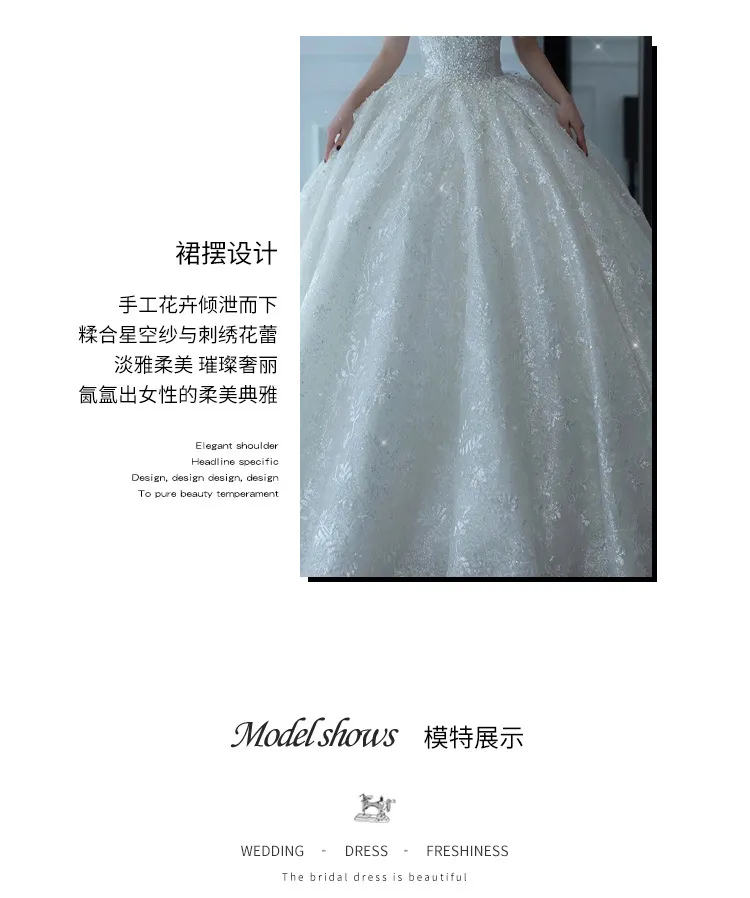 Elegant 2025 Luxury French Bridal Wedding Dress for Pregnant Brides - Princess Style with Train, High-Quality Heavy Industry Design showcase 9